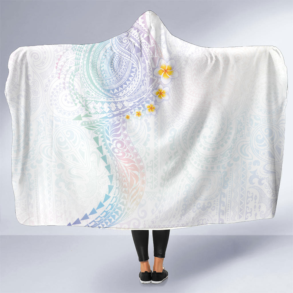 Hawaiian Tribal Tattoo and Plumeria Hooded Blanket Polynesian Pattern Sweet