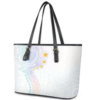 Hawaiian Tribal Tattoo and Plumeria Leather Tote Bag Polynesian Pattern Sweet