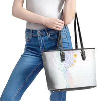 Hawaiian Tribal Tattoo and Plumeria Leather Tote Bag Polynesian Pattern Sweet