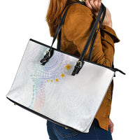 Hawaiian Tribal Tattoo and Plumeria Leather Tote Bag Polynesian Pattern Sweet