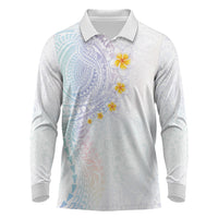 Hawaiian Tribal Tattoo and Plumeria Long Sleeve Polo Shirt Polynesian Pattern Sweet