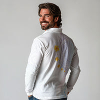 Hawaiian Tribal Tattoo and Plumeria Long Sleeve Polo Shirt Polynesian Pattern Sweet