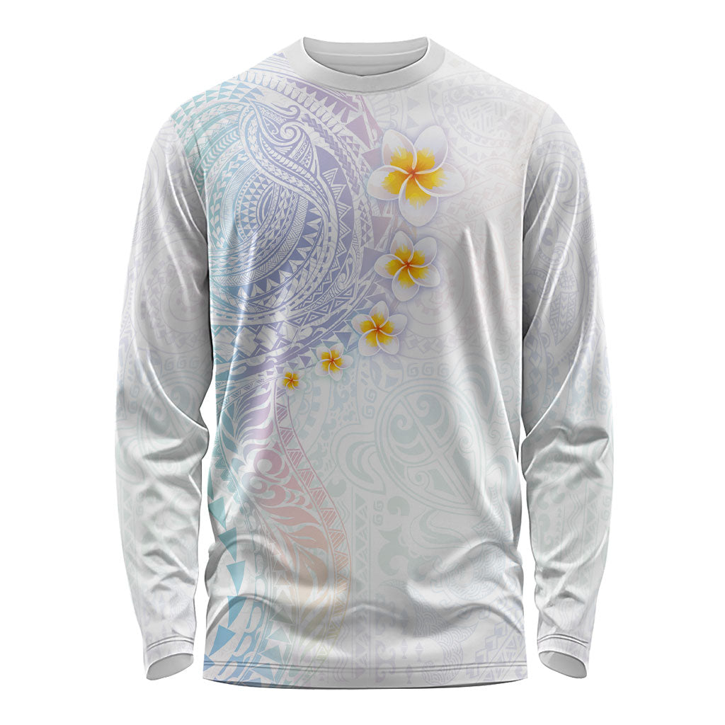 Hawaiian Tribal Tattoo and Plumeria Long Sleeve Shirt Polynesian Pattern Sweet