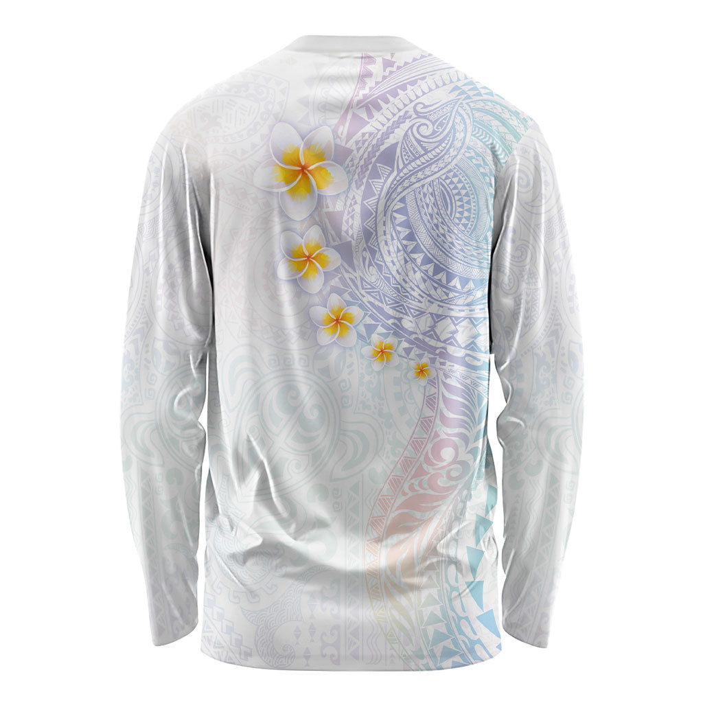 Hawaiian Tribal Tattoo and Plumeria Long Sleeve Shirt Polynesian Pattern Sweet