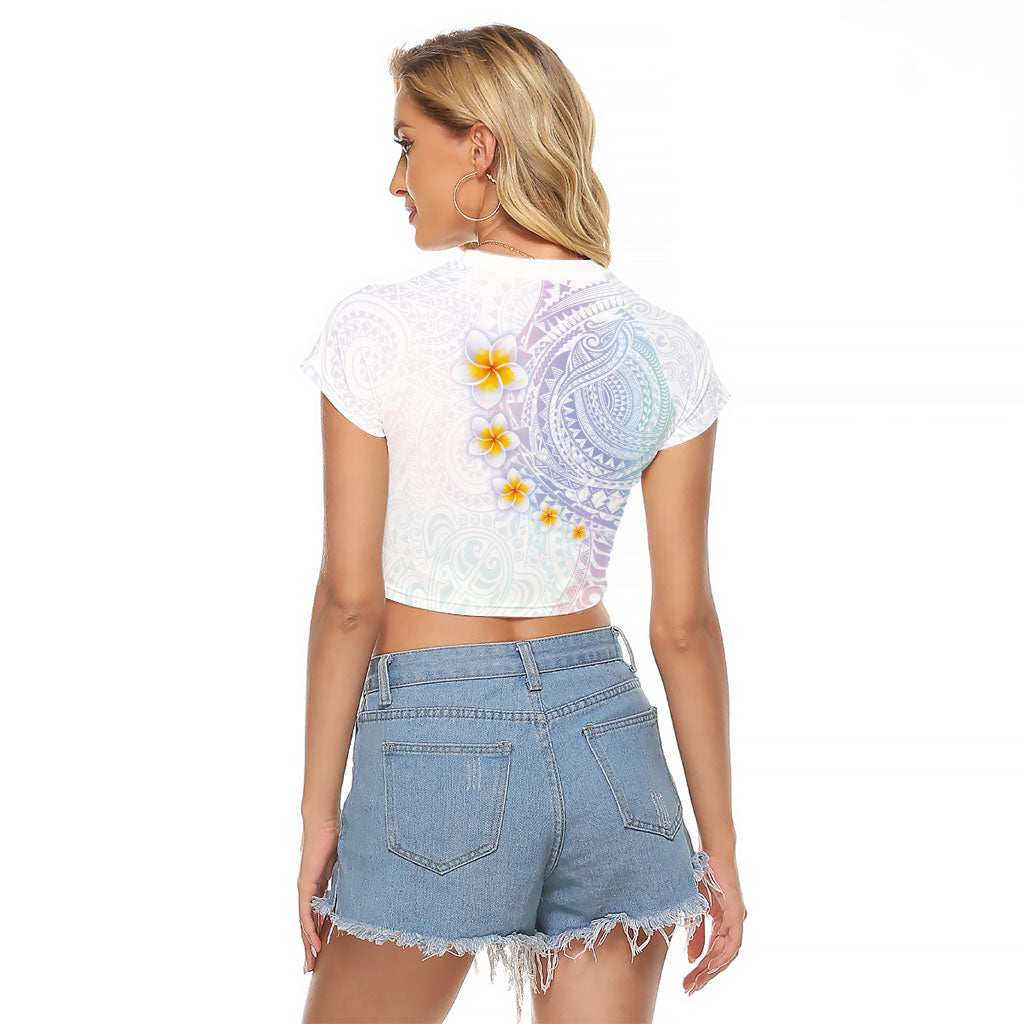 Hawaiian Tribal Tattoo and Plumeria Raglan Cropped T Shirt Polynesian Pattern Sweet
