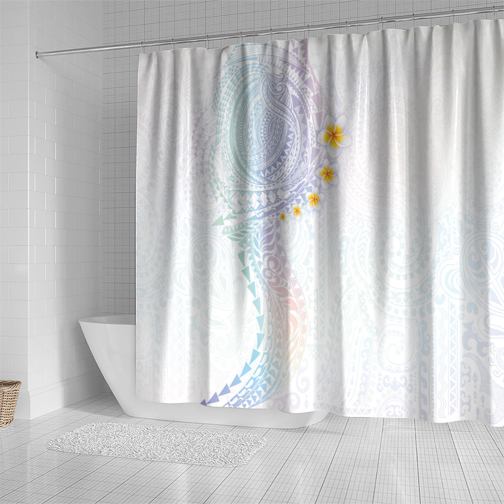 Hawaiian Tribal Tattoo and Plumeria Shower Curtain Polynesian Pattern Sweet