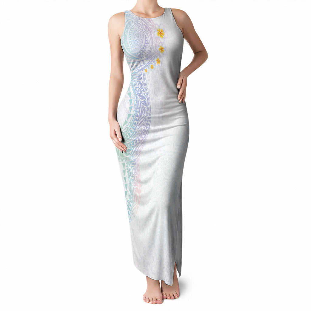 Hawaiian Tribal Tattoo and Plumeria Tank Maxi Dress Polynesian Pattern Sweet