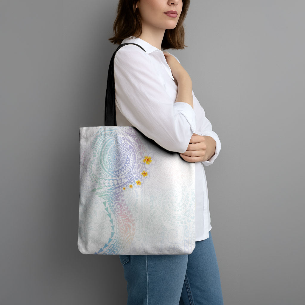 Hawaiian Tribal Tattoo and Plumeria Tote Bag Polynesian Pattern Sweet