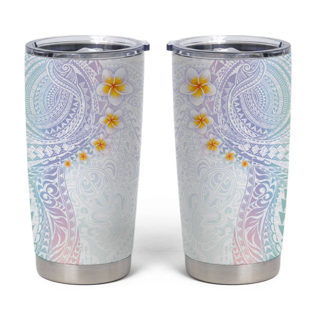 Hawaiian Tribal Tattoo and Plumeria Tumbler Cup Polynesian Pattern Sweet