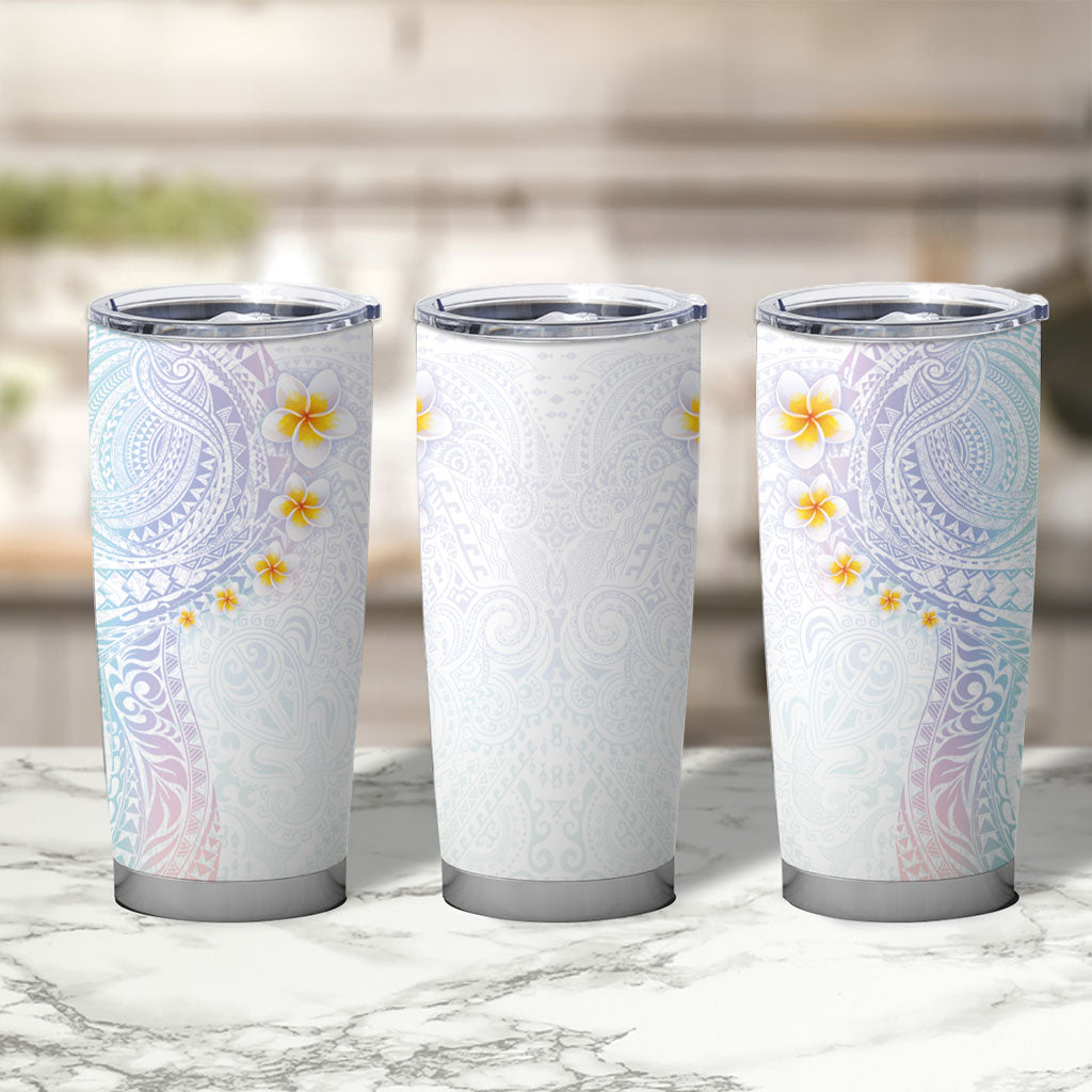 Hawaiian Tribal Tattoo and Plumeria Tumbler Cup Polynesian Pattern Sweet