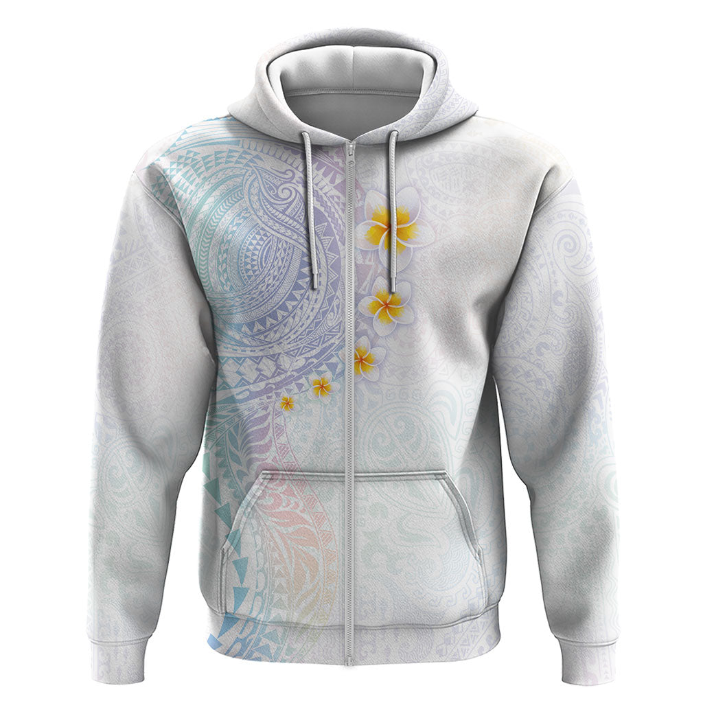 Hawaiian Tribal Tattoo and Plumeria Zip Hoodie Polynesian Pattern Sweet