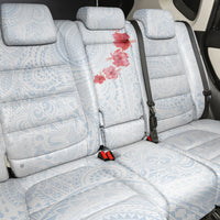 Hawaiian Tribal Tattoo and Hibiscus Back Car Seat Cover Polynesian Pattern Airy White Blue Cloud