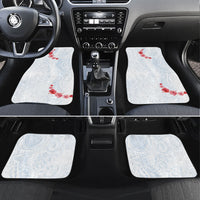 Hawaiian Tribal Tattoo and Hibiscus Car Mats Polynesian Pattern Airy White Blue Cloud