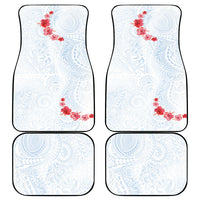 Hawaiian Tribal Tattoo and Hibiscus Car Mats Polynesian Pattern Airy White Blue Cloud
