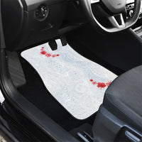 Hawaiian Tribal Tattoo and Hibiscus Car Mats Polynesian Pattern Airy White Blue Cloud