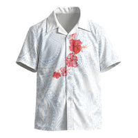Hawaiian Tribal Tattoo and Hibiscus Kid Hawaiian Shirt Polynesian Pattern Airy White Blue Cloud
