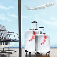 Hawaiian Tribal Tattoo and Hibiscus Luggage Cover Polynesian Pattern Airy White Blue Cloud