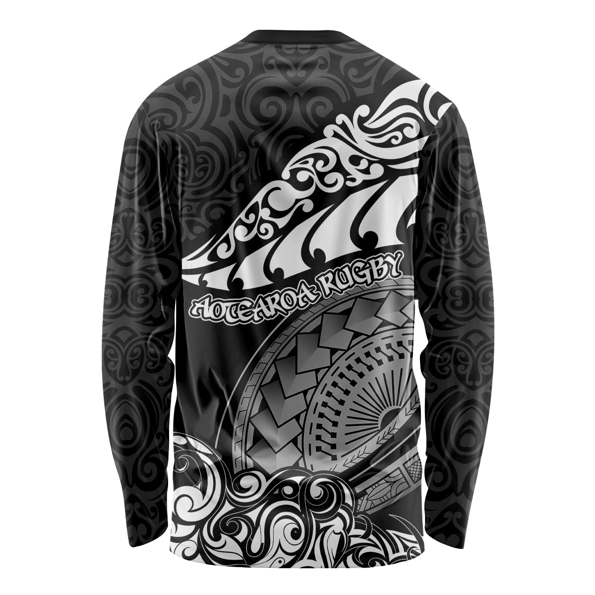New Zealand Rugby Long Sleeve Shirt Maori Warrior Rugby Silver Fern Tribal Pattern LT03 - Polynesian Pride