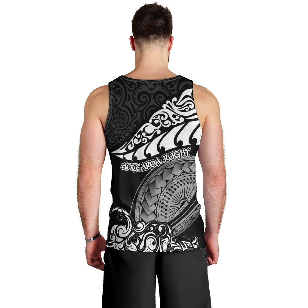 New Zealand Rugby Men Tank Top Maori Warrior Rugby Silver Fern Tribal Pattern LT03 - Polynesian Pride