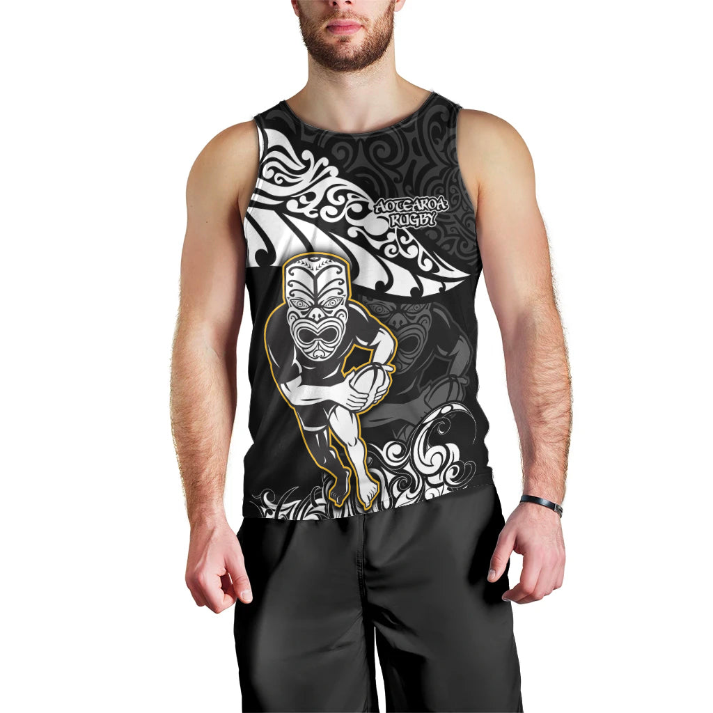New Zealand Rugby Men Tank Top Maori Warrior Rugby Silver Fern Tribal Pattern LT03 - Polynesian Pride