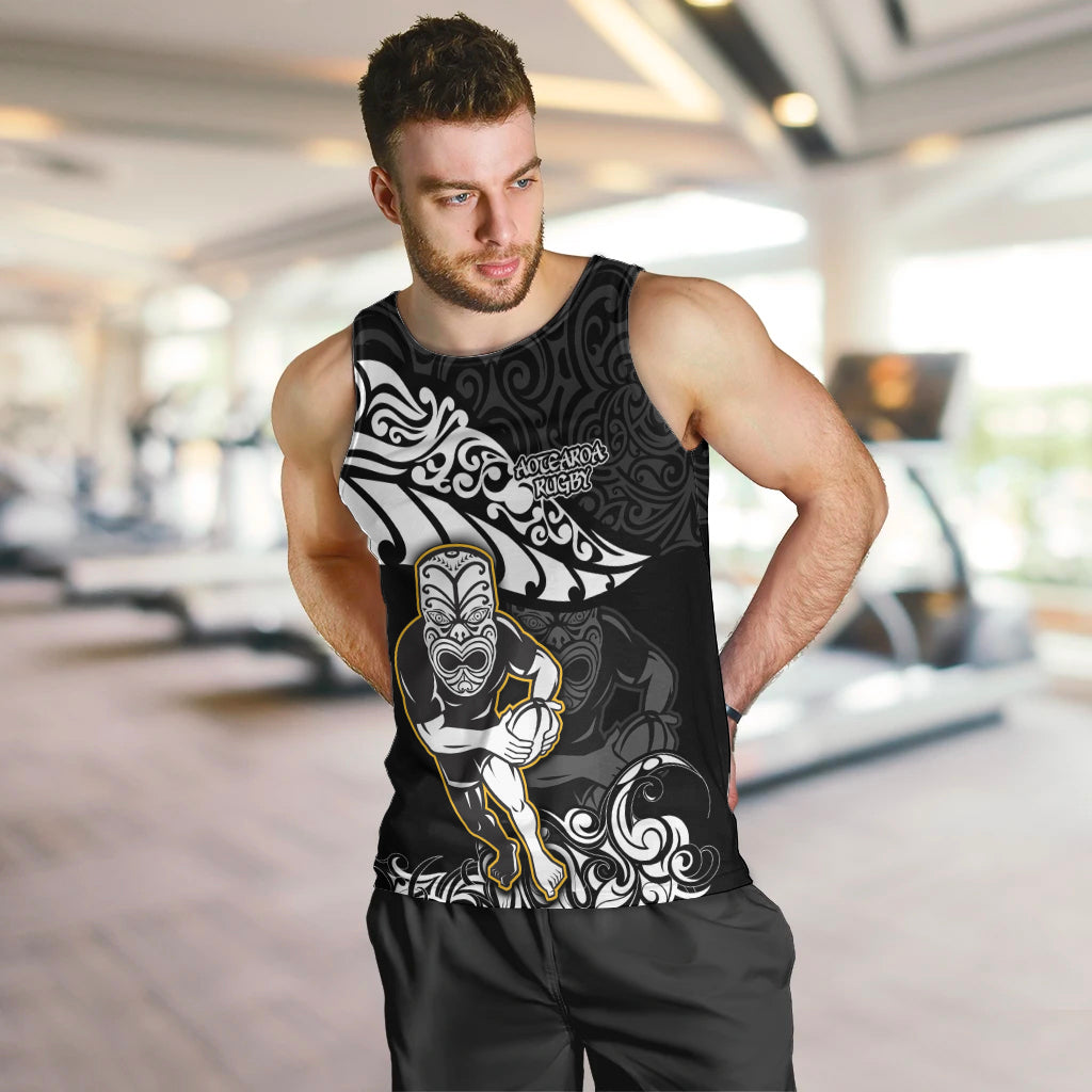 New Zealand Rugby Men Tank Top Maori Warrior Rugby Silver Fern Tribal Pattern LT03 - Polynesian Pride