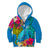Polynesian Kid Hoodie The Turtle Jung Flower with Maori Pattern Ethnic Style LT03 Zip Hoodie Blue - Polynesian Pride