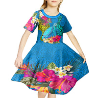 polynesian-kid-short-sleeve-dress-the-turtle-jung-flower-with-maori-pattern-ethnic-style