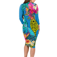 polynesian-long-sleeve-bodycon-dress-the-turtle-jung-flower-with-maori-pattern-ethnic-style