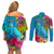 custom-polynesian-couples-matching-off-shoulder-short-dress-and-long-sleeve-button-shirts-the-turtle-jung-flower-with-maori-pattern-ethnic-style