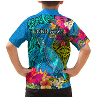 Custom Polynesian Family Matching Mermaid Dress and Hawaiian Shirt The Turtle Jung Flower with Maori Pattern Ethnic Style LT03 - Polynesian Pride
