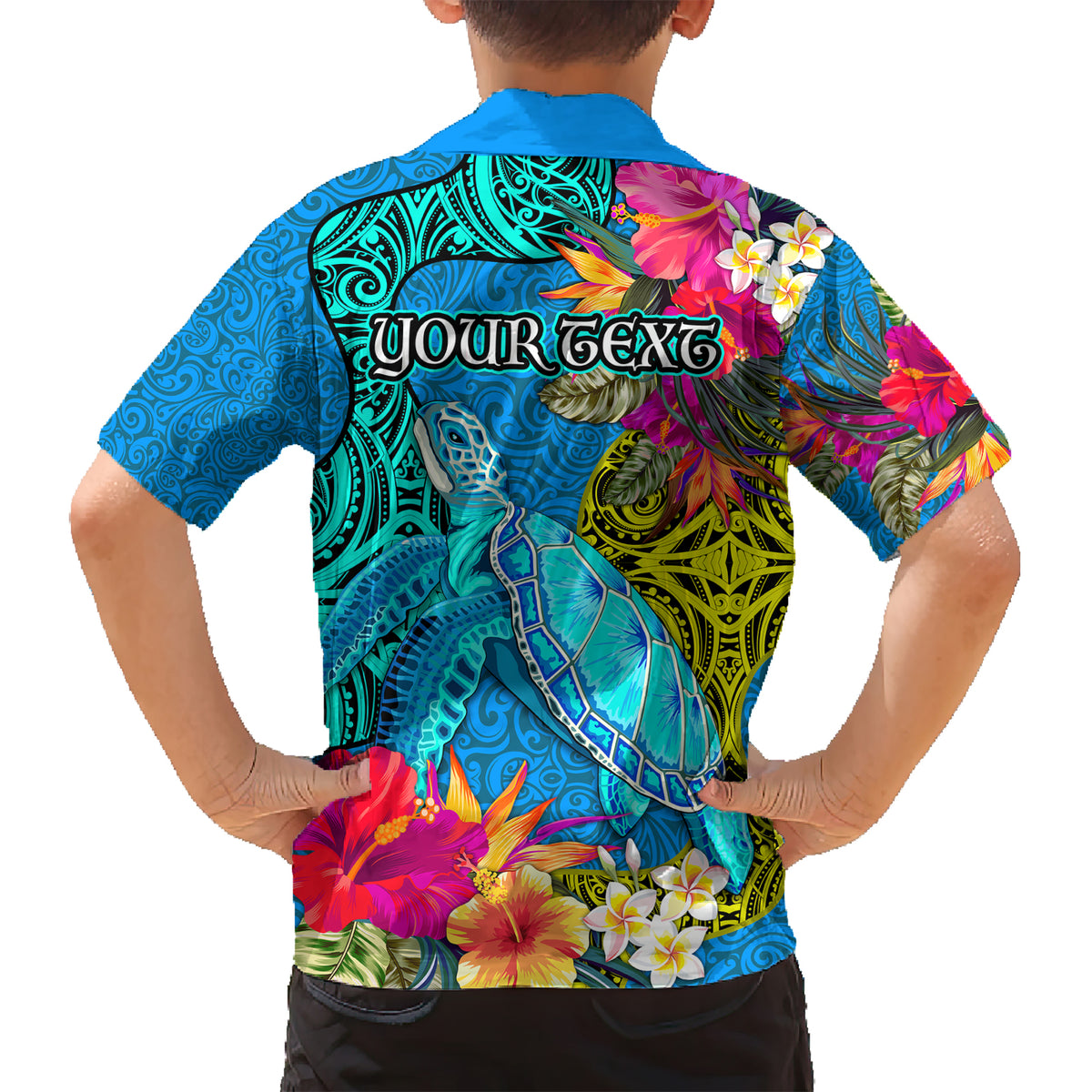 custom-polynesian-kid-hawaiian-shirt-the-turtle-jung-flower-with-maori-pattern-ethnic-style