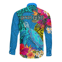 custom-polynesian-long-sleeve-button-shirt-the-turtle-jung-flower-with-maori-pattern-ethnic-style
