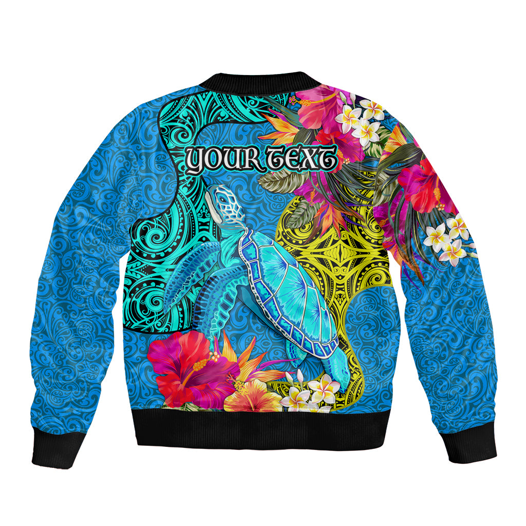 custom-polynesian-sleeve-zip-bomber-jacket-the-turtle-jung-flower-with-maori-pattern-ethnic-style