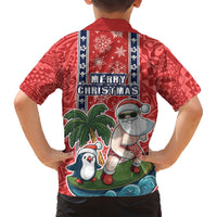 Hawaii Christmas Family Matching Short Sleeve Bodycon Dress and Hawaiian Shirt The Santa Surfing Hawaii Xmas Style LT03 - Polynesian Pride