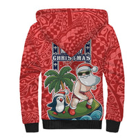 Hawaii Christmas Sherpa Hoodie The Santa Surfing Hawaii Xmas Style LT03 - Polynesian Pride