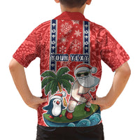 Custom Hawaii Christmas Family Matching Short Sleeve Bodycon Dress and Hawaiian Shirt The Santa Surfing Hawaii Xmas Style LT03 - Polynesian Pride