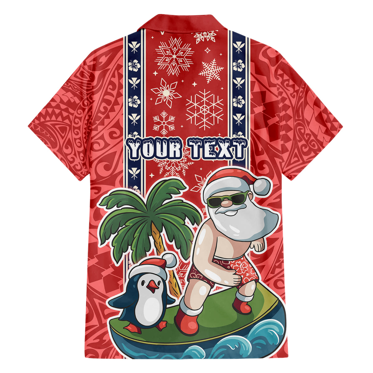 Custom Hawaii Christmas Family Matching Short Sleeve Bodycon Dress and Hawaiian Shirt The Santa Surfing Hawaii Xmas Style LT03 - Polynesian Pride