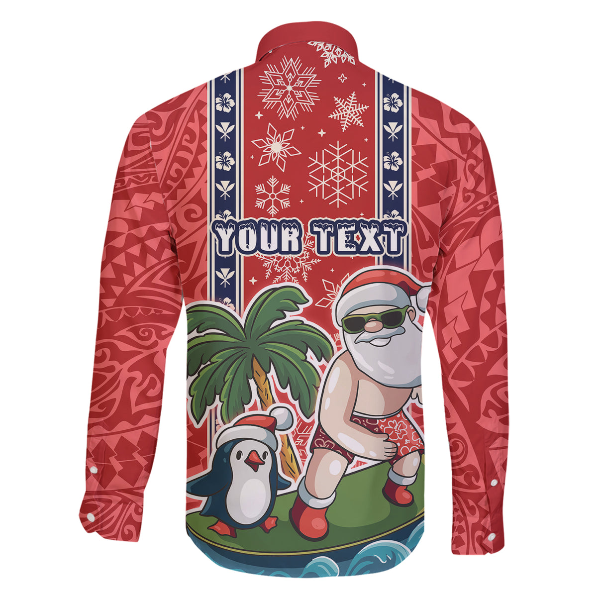 Custom Hawaii Christmas Family Matching Short Sleeve Bodycon Dress and Hawaiian Shirt The Santa Surfing Hawaii Xmas Style LT03 - Polynesian Pride