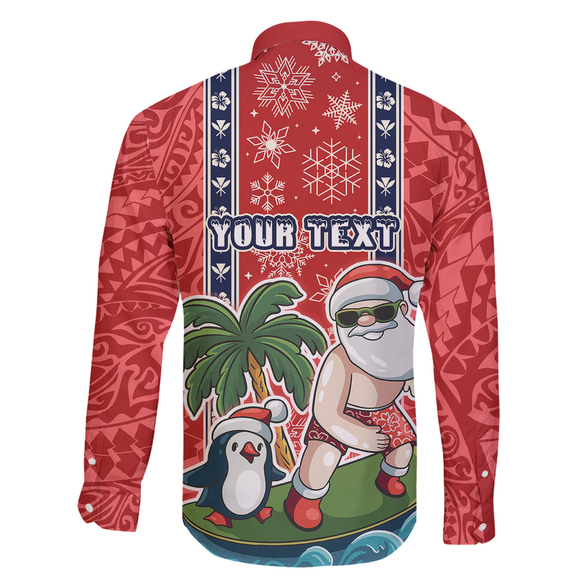 Custom Hawaii Christmas Family Matching Tank Maxi Dress and Hawaiian Shirt The Santa Surfing Hawaii Xmas Style LT03 - Polynesian Pride