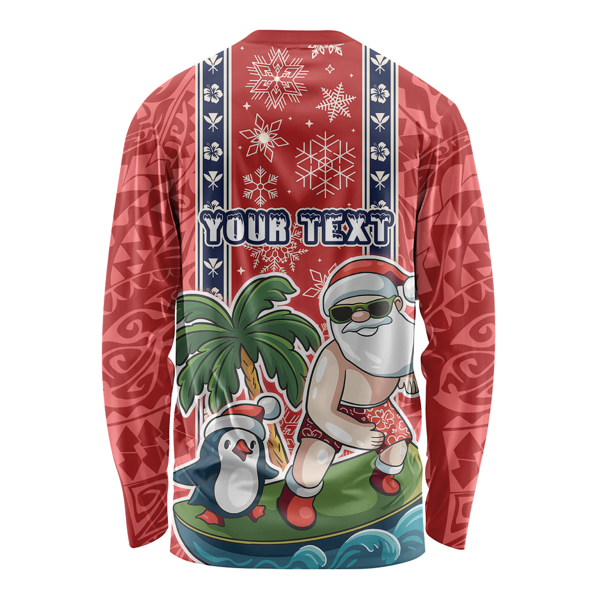 Custom Hawaii Christmas Long Sleeve Shirt The Santa Surfing Hawaii Xmas Style LT03 - Polynesian Pride