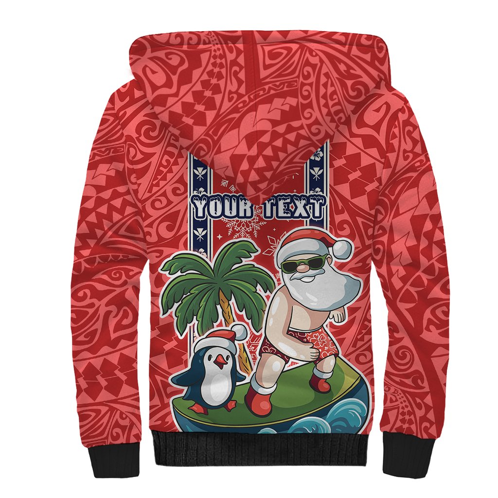 Custom Hawaii Christmas Sherpa Hoodie The Santa Surfing Hawaii Xmas Style LT03 - Polynesian Pride