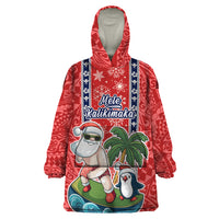 Custom Hawaii Christmas Wearable Blanket Hoodie The Santa Surfing Hawaii Xmas Style LT03 One Size Red - Polynesian Pride