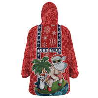 Custom Hawaii Christmas Wearable Blanket Hoodie The Santa Surfing Hawaii Xmas Style LT03 - Polynesian Pride