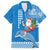 Custom Hawaii Mele Kalikimaka Family Matching Off Shoulder Long Sleeve Dress and Hawaiian Shirt Santa Riding The DolPhin Mix Kakau Pattern Blue Style LT03 Dad's Shirt - Short Sleeve Blue - Polynesian Pride