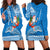 Custom Hawaii Mele Kalikimaka Hoodie Dress Santa Riding The DolPhin Mix Kakau Pattern Blue Style LT03 - Polynesian Pride