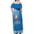 Custom Hawaii Mele Kalikimaka Off Shoulder Maxi Dress Santa Riding The DolPhin Mix Kakau Pattern Blue Style LT03 - Polynesian Pride