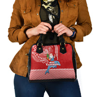 Hawaii Mele Kalikimaka Shoulder Handbag Santa Riding The DolPhin Mix Kakau Pattern Red Style LT03 - Polynesian Pride