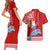 Custom Hawaii Mele Kalikimaka Couples Matching Short Sleeve Bodycon Dress and Hawaiian Shirt Santa Riding The DolPhin Mix Kakau Pattern Red Style LT03 - Polynesian Pride