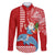 Custom Hawaii Mele Kalikimaka Family Matching Off Shoulder Long Sleeve Dress and Hawaiian Shirt Santa Riding The DolPhin Mix Kakau Pattern Red Style LT03 Dad's Shirt - Long Sleeve Red - Polynesian Pride