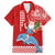 Custom Hawaii Mele Kalikimaka Family Matching Off Shoulder Short Dress and Hawaiian Shirt Santa Riding The DolPhin Mix Kakau Pattern Red Style LT03 Dad's Shirt - Short Sleeve Red - Polynesian Pride